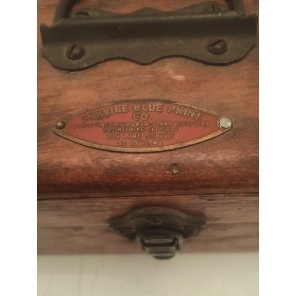 Vintage Transit Level Service Blue Print Co.& Wooden Handle